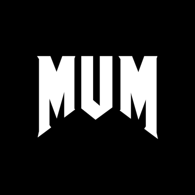 Diseño del logotipo de la empresa tecnológica MUM: combinación de colores blanco y negro MUM: diseño del logotipo MUM: icono MUM: alfabeto MUM: tipografía MUM: logotipo MOM