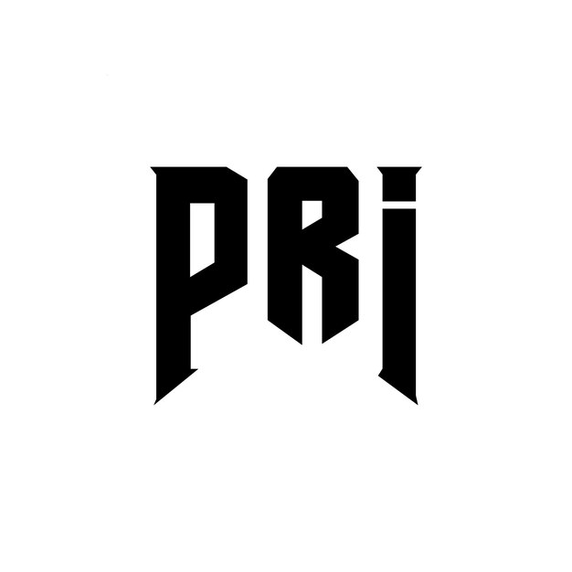 Diseño del logotipo de la empresa tecnológica PRI: combinación de colores blanco y negro PRI: Vector PRI: Diseño del icono PRI: Alfabeto PRI: Tipografía PRI