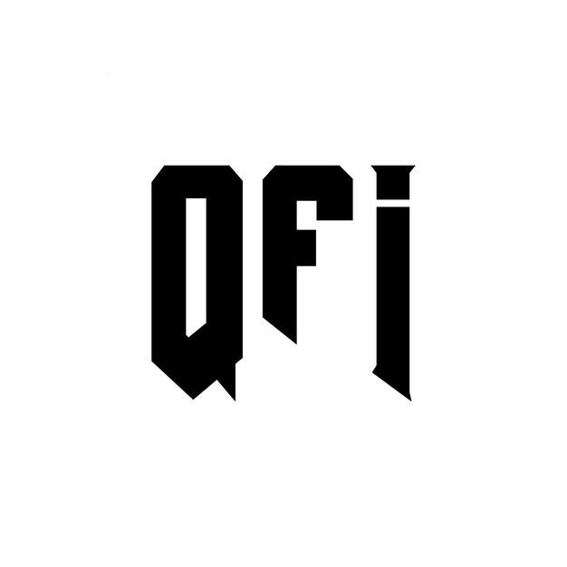 Diseño del logotipo de la empresa tecnológica QFI: combinación de colores en blanco y negro, diseño del logotipo QFI: vector, diseño del icono QFI: alfabeto QFI: tipografía.