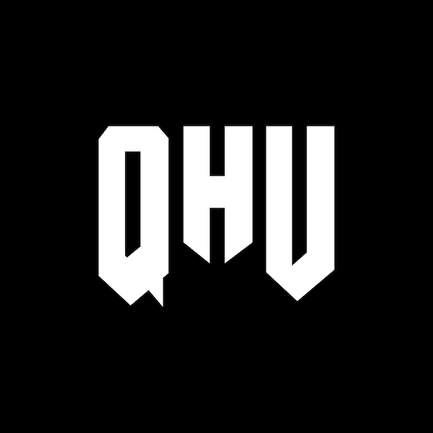 Diseño del logotipo de la empresa tecnológica QHU: combinación de colores blanco y negro QHU: logotipo QHU: diseño vectorial QHU: icono QHU: alfabeto QHU: tipografía