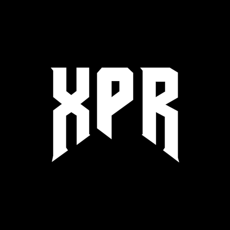 Vector diseño del logotipo de la empresa tecnológica xpr: combinación de colores blanco y negro xpr: diseño del logotipo xpr: icono xpr: alfabeto xpr: tipografía xpr