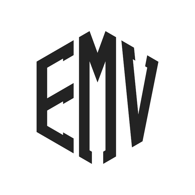 Diseño del logotipo EMV Letra inicial EMV Monograma Logotipo con forma de hexágono