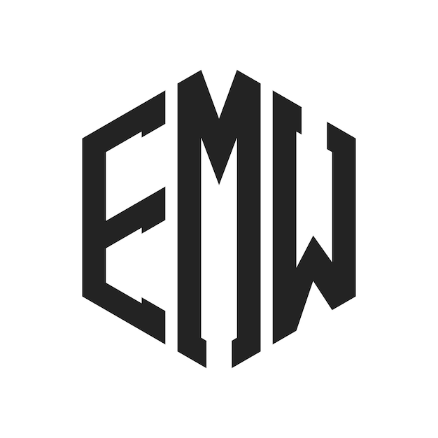 Diseño del logotipo de EMW Letra inicial EMW Monograma Logotipo con forma de hexágono