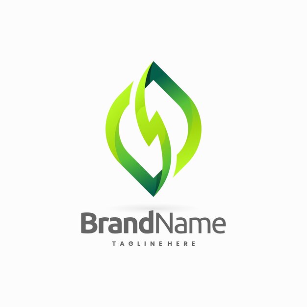 diseño del logotipo de la energía ecológica con concepto de combinación de señales de luz de trueno