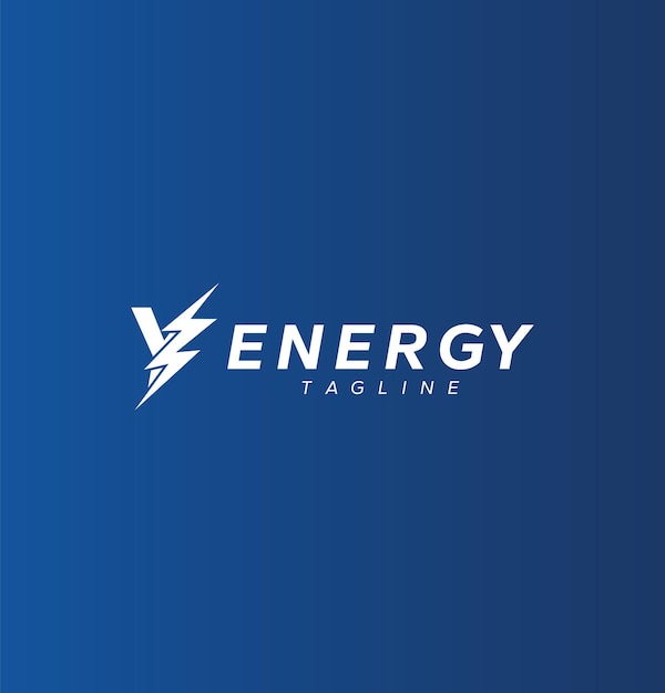 Diseño de logotipo de energía de potencia de letra inicial Y con icono de vector de rayo