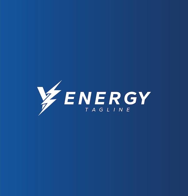 Diseño de logotipo de energía de potencia de letra inicial y con icono de vector de rayo