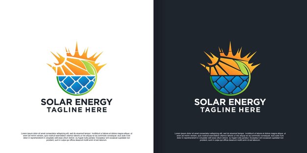 Diseño de logotipo de energía solar concepto de explosión de sol de verano Vector Premium Parte 2