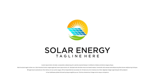 Diseño de logotipo de energía solar creativo con vector premium de concepto moderno