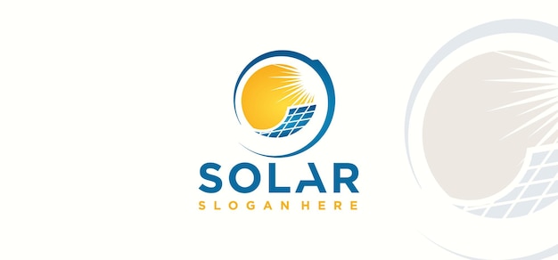 Diseño de logotipo de energía solar Energía solar con turbina eólica Energía solar vectorial Logotipo Template