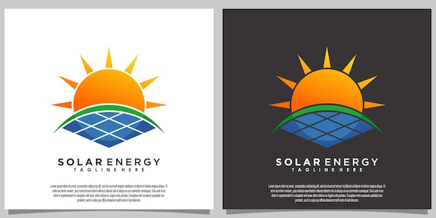 Diseño de logotipo de energía solar solar con tecnología de panel solar