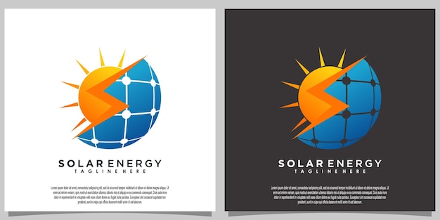 Diseño de logotipo de energía solar solar con tecnología de panel solar
