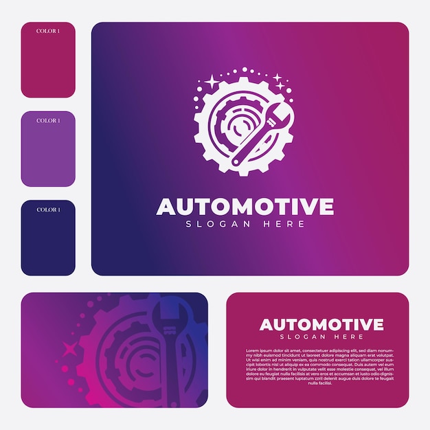 Vector diseño del logotipo del engranaje adecuado para las marcas de la industria automotriz