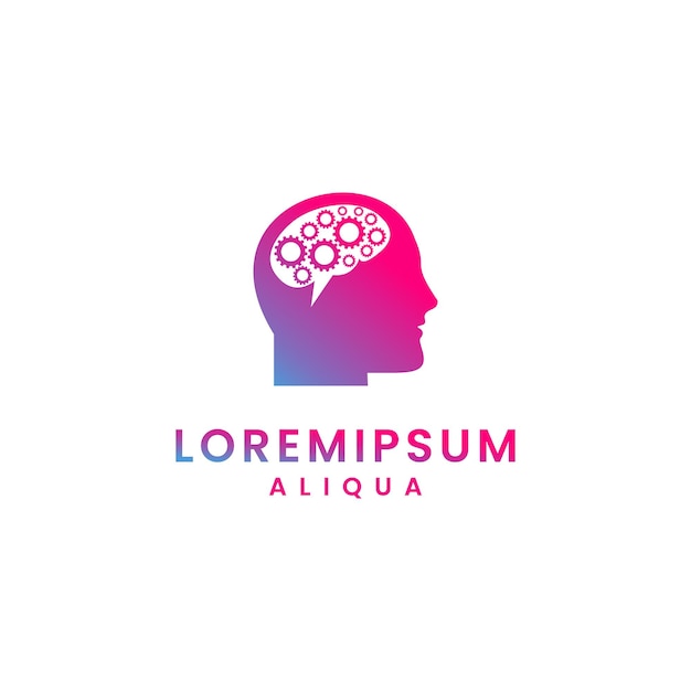 Diseño de logotipo de engranaje de cabeza concepto moderno icono de logotipo de engranaje de cerebro plantilla de logotipo de robot humano