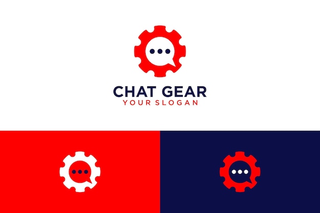 diseño de logotipo de engranaje con chat y mensaje