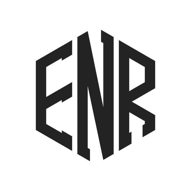 Diseño del logotipo ENR Letra inicial ENR Monograma Logotipo con forma de hexágono
