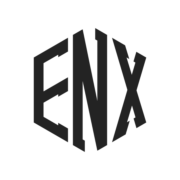 Diseño del logotipo ENX Letra inicial ENX Monograma Logotipo con forma de hexágono