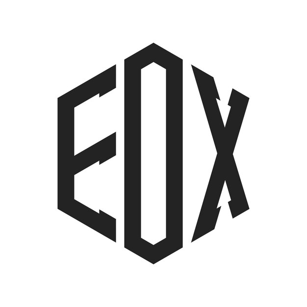 Diseño del logotipo EOX Letra inicial EOX Monograma Logotipo con forma de hexágono