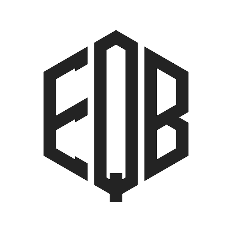 Vector diseño del logotipo eqb letra inicial eqb monograma logotipo con forma de hexágono
