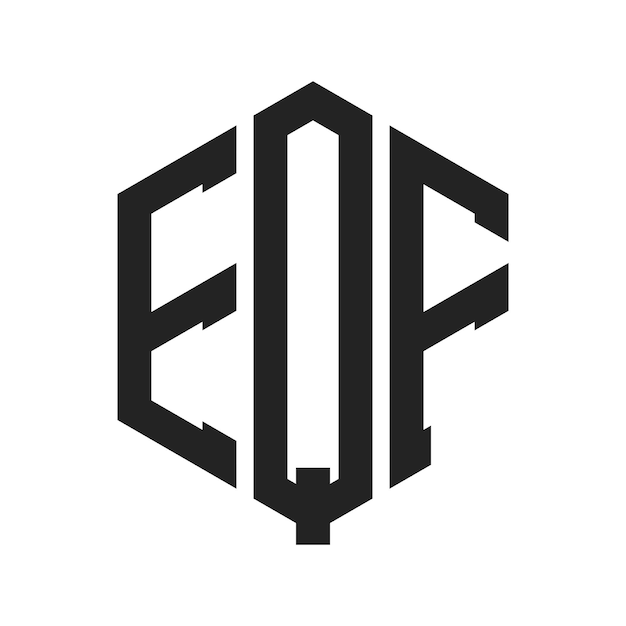 Diseño del logotipo de la EQF Letra inicial Logotipo del monograma de la E QF en forma de hexágono