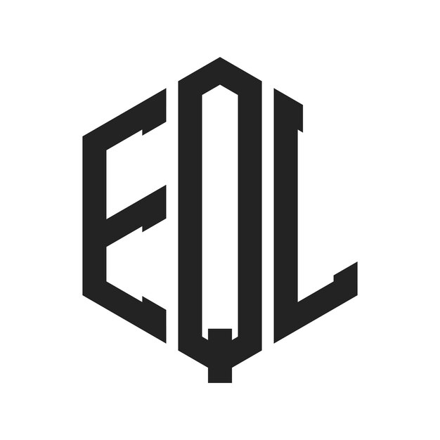 Diseño del logotipo EQL Letra inicial EQL Monograma Logotipo con forma de hexágono
