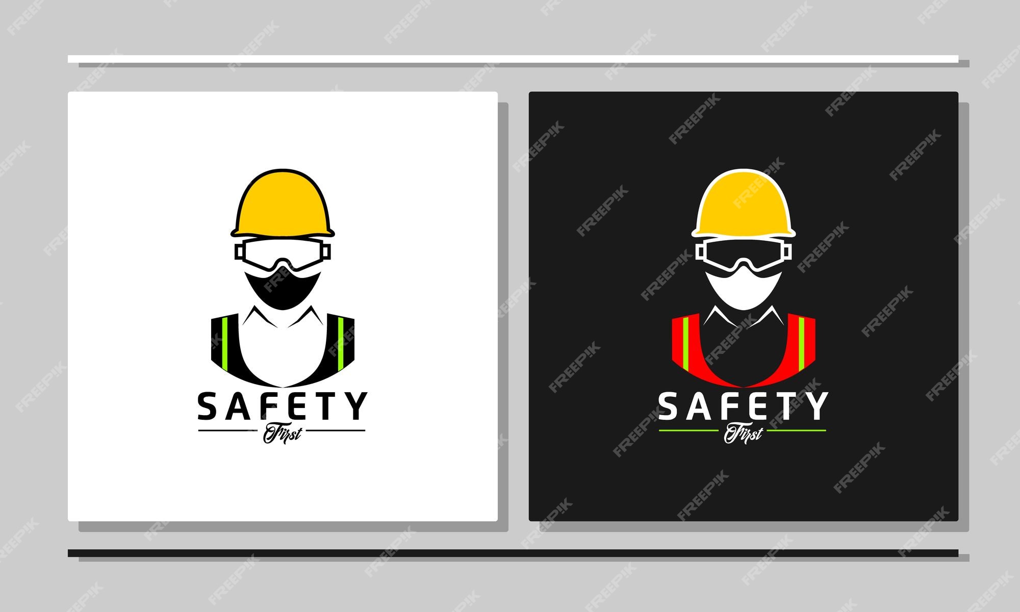 Diseño de logotipo de equipo de seguridad en el trabajo. | Vector Premium