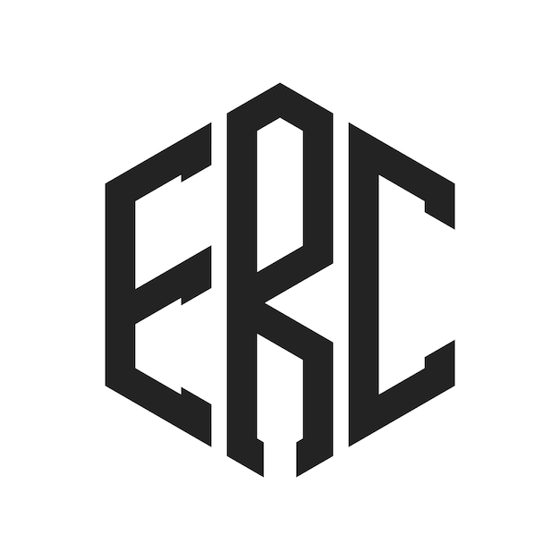 Diseño del logotipo ERC Letra inicial ERC Monograma Logotipo con forma de hexágono