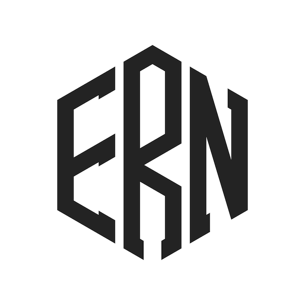Diseño del logotipo de ERN Letra inicial Monograma de ERN Logotipo con forma de hexágono