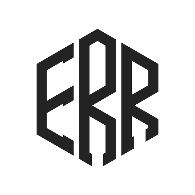 Diseño del logotipo de ERR Letra inicial Monograma de ERR Logotipo con forma de hexágono