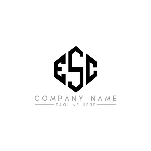 Vector diseño del logotipo de la esc con letras en forma de polígono esc diseño del logotipo en forma de póligono y cubo esc hexágono modelo de logotipo vectorial colores blanco y negro esc monograma logotipo de negocios e inmobiliario