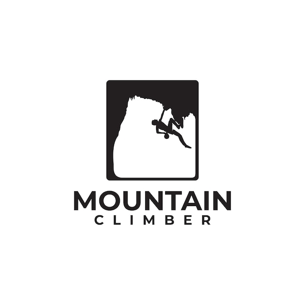 Diseño de logotipo de escalador de montaña al aire libre extremo