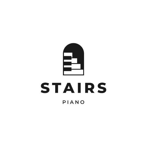 Diseño del logotipo de las escaleras de piano en un fondo aislado