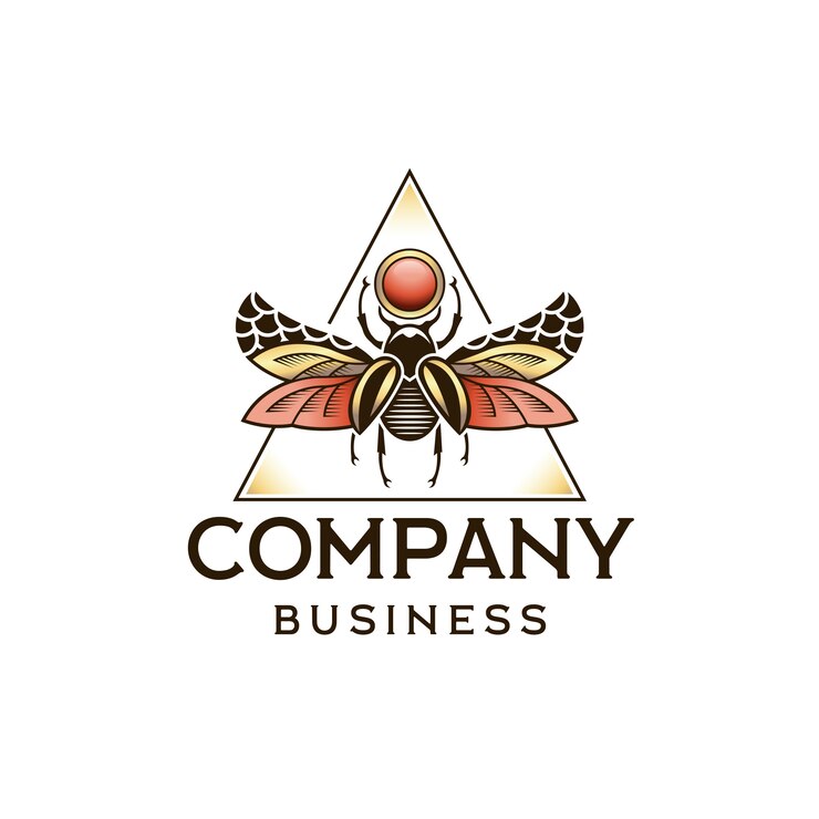 Vector diseño de logotipo escarabajo egipcio escarabajo