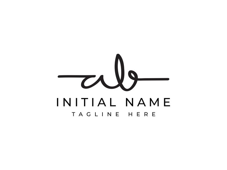 Vector diseño de logotipo escrito a mano con la firma de la letra ab