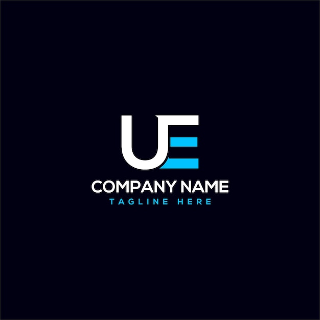 Diseño del logotipo de escritura a mano de la letra inicial UE y logotipo minimalista con plantilla vectorial