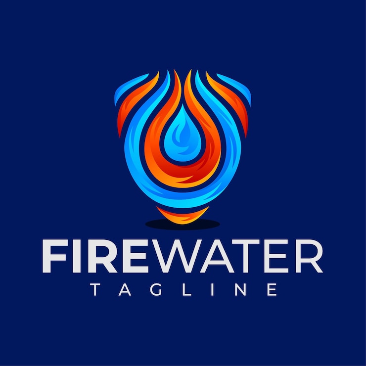 Vector diseño de logotipo de escudo de agua contra incendios degradado colorido