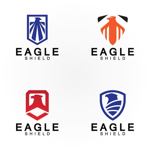 Diseño de logotipo de escudo de águila cabeza de halcón vector emblema elemento de logotipo pájaro halcón emblema vector icono