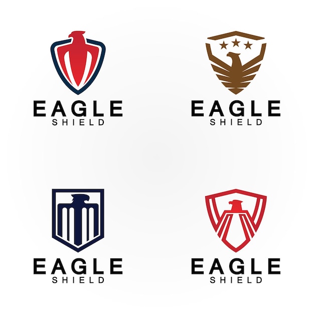 El diseño del logotipo del escudo del águila, el vector de la cabeza del halcón, el elemento del logotipo, el pájaro, el halcón y el icono vectorial del emblema.