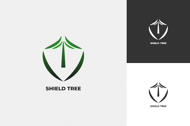diseño de logotipo de escudo y árbol