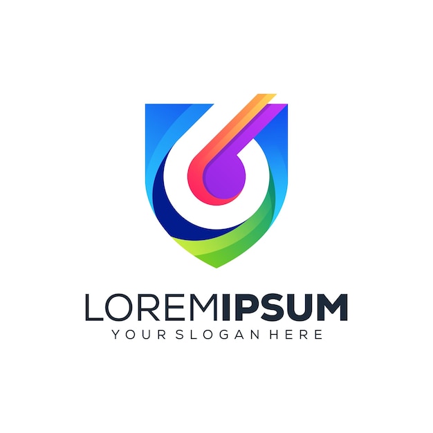 Diseño de logotipo de escudo colorido abstracto