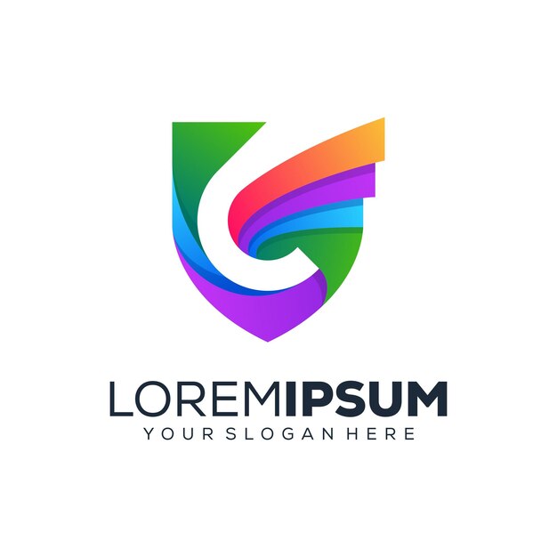 Diseño de logotipo de escudo colorido abstracto