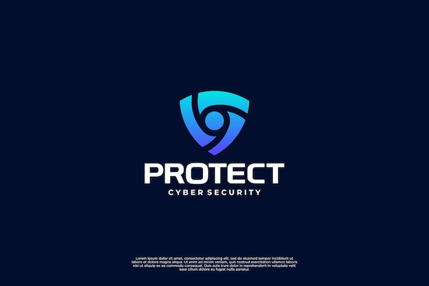 Diseño de logotipo de escudo digital Protección de datos y redes Logotipo de seguridad en Internet
