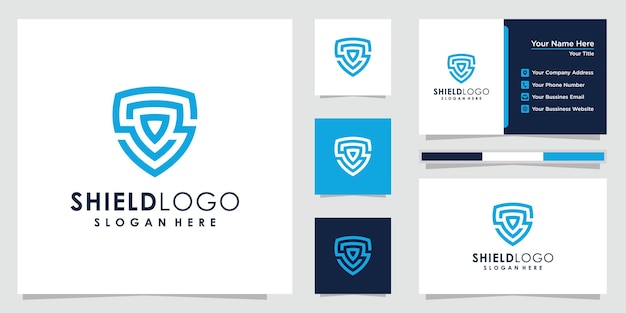 Vector diseño de logotipo de escudo diseño de logotipo abstracto y tarjeta de visita de shiled.