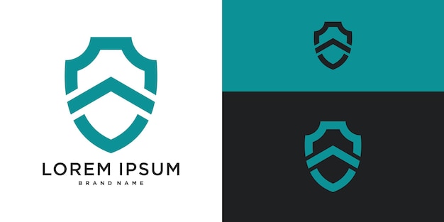 Diseño del logotipo del escudo con forma moderna Premium Vector