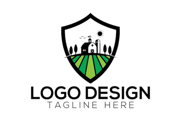 Diseño de logotipo de escudo de granja
