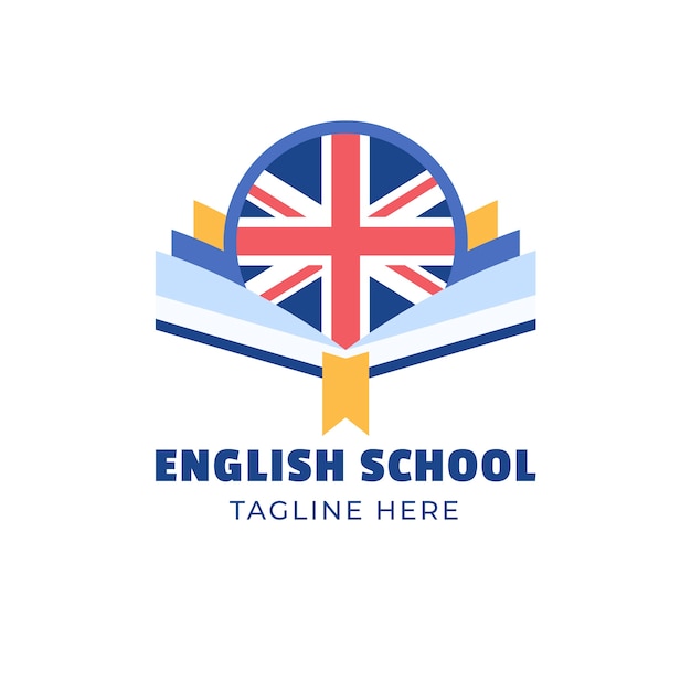 Diseño de logotipo de escuela de inglés de diseño plano