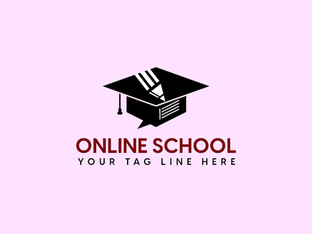 Diseño de logotipo de la escuela en línea Logotipo de la educación o plantilla vectorial premium de diseño de logotipio de la escuela