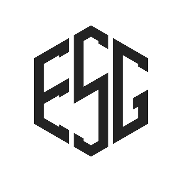 Diseño del logotipo ESG Letra inicial ESG Monograma Logotipo con forma de hexágono