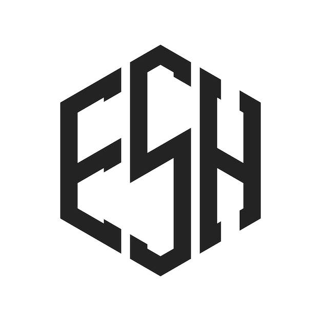 Diseño del logotipo ESH Letra inicial ESH Monograma Logotipo con forma de hexágono