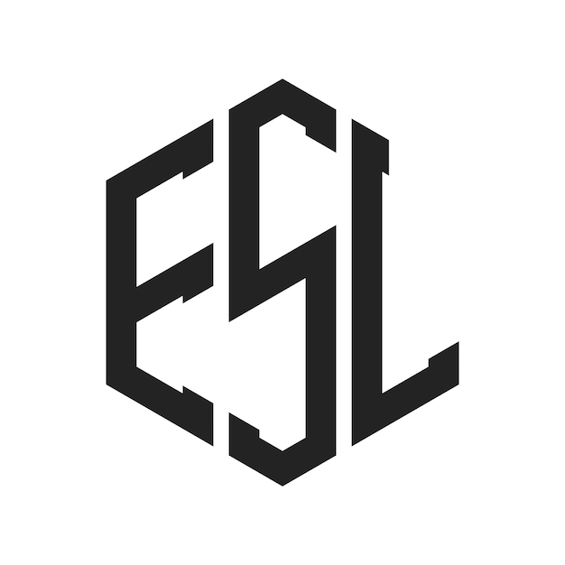 Diseño del logotipo de ESL Letra inicial Monograma de ESL Logotipo con forma de hexágono