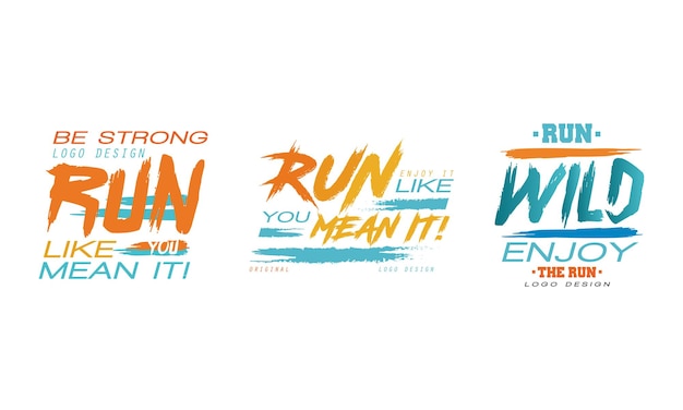 Diseño de logotipo con eslogan inspirador y motivacional para el conjunto vectorial de carreras